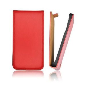 CUSTODIA FLIP SLIM VERTICALE PELLE per SAMSUNG G3500 GALAXY CORE PLUS, G3502 GALAXY TREND 3 COLORE ROSSO