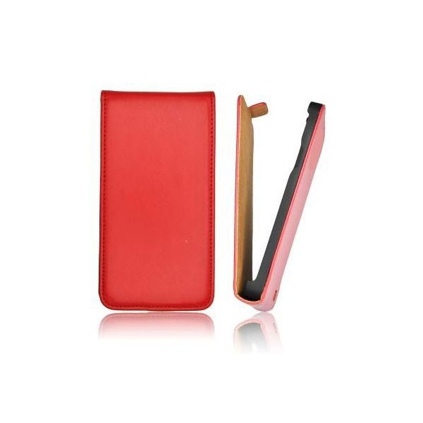 CUSTODIA FLIP SLIM VERTICALE PELLE per SAMSUNG G3500 GALAXY CORE PLUS, G3502 GALAXY TREND 3 COLORE ROSSO