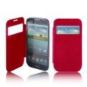 CUSTODIA FLIP ORIZZONTALE per SAMSUNG I8260 GALAXY CORE CON FINESTRA IDENTIFICATIVO CHIAMANTE ROSSO EFFETTO CROSS