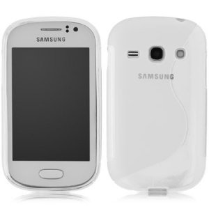 CUSTODIA GEL TPU SILICONE DOUBLE per SAMSUNG S6810 GALAXY FAME, S6812 GALAXY FAME DUOS COLORE BIANCO-TRASPARENTE