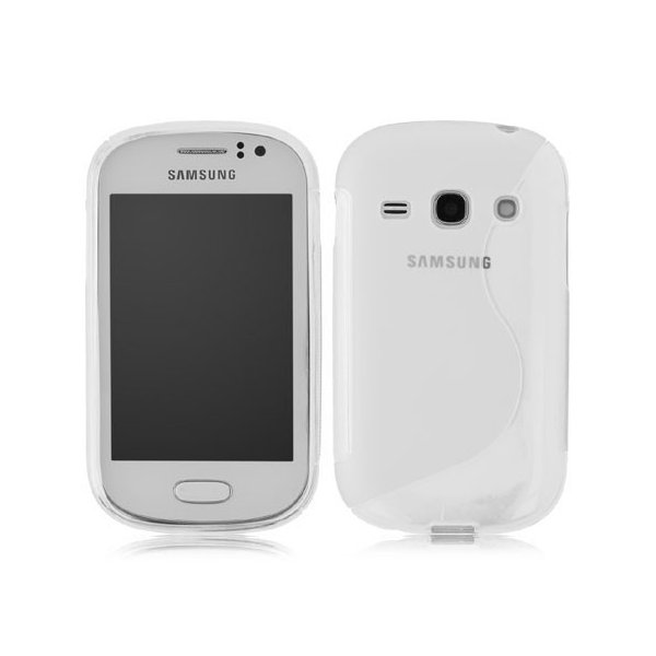 CUSTODIA GEL TPU SILICONE DOUBLE per SAMSUNG S6810 GALAXY FAME, S6812 GALAXY FAME DUOS COLORE BIANCO-TRASPARENTE