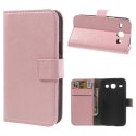 CUSTODIA FLIP ORIZZONTALE PELLE per SAMSUNG I8260 GALAXY CORE, I8262 CON STAND E TASCHE PORTA CARTE COLORE ROSA