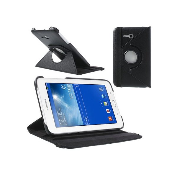 CUSTODIA BOOK PELLE GIREVOLE per SAMSUNG GALAXY TAB 3 7.0 LITE, SM-T110, SM-T111, SM-T116 TAB 3 LITE COLORE NERO