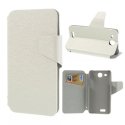 CUSTODIA FLIP ORIZZONTALE SLIM per ALCATEL ONE TOUCH 6033 IDOL ULTRA CON STAND E PORTA CARTE COLORE BIANCO EFFETTO CROSS