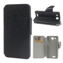 CUSTODIA FLIP ORIZZONTALE SLIM per ALCATEL ONE TOUCH 6033 IDOL ULTRA CON STAND E PORTA CARTE COLORE NERO EFFETTO CROSS