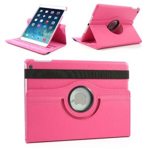 CUSTODIA BOOK ORIZZONTALE PELLE GIREVOLE per APPLE IPAD AIR, IPAD 5 CON STAND COLORE FUCSIA