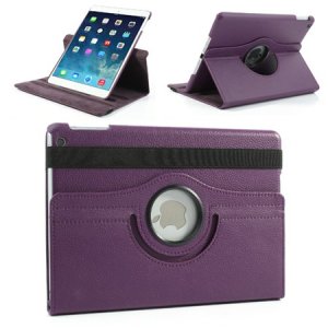 CUSTODIA BOOK ORIZZONTALE PELLE GIREVOLE per APPLE IPAD AIR, IPAD 5 CON STAND COLORE VIOLA