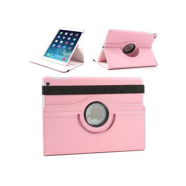 CUSTODIA BOOK ORIZZONTALE PELLE GIREVOLE per APPLE IPAD AIR, IPAD 5 CON STAND COLORE ROSA