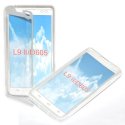 CUSTODIA GEL TPU SILICONE FLIP BOOK TOUCH SCREEN per LG OPTIMUS L9 II, D605 COLORE BIANCO TRASPARENTE