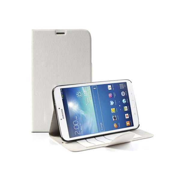 CUSTODIA BOOK ORIZZONTALE per SAMSUNG GALAXY TAB 3 8.0, SM-T310, SM-T311, SM-T315 CON STAND E TASCHE PORTA CARTE COLORE BIANCO