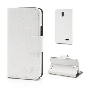 CUSTODIA FLIP ORIZZONTAL1E PELLE RUVIDA per ALCATEL ONE TOUCH IDOL 6030 CON STAND COLORE BIANCO