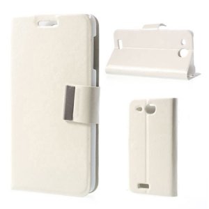 CUSTODIA FLIP ORIZZONTALE BOOK SLIM per ALCATEL ONE TOUCH 6033 IDOL ULTRA CON STAND E TASCHE PORTA CARTE COLORE BIANCO