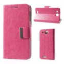 CUSTODIA FLIP ORIZZONTALE BOOK SLIM per ALCATEL ONE TOUCH 6033 IDOL ULTRA CON STAND E TASCHE PORTA CARTE COLORE FUCSIA