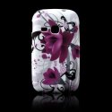 CUSTODIA GEL TPU SILICONE per SAMSUNG S6310 GALAXY YOUNG, S6312 GALAXY YOUNG DUOS FANTASIA FIORI VIOLA SU SFONDO BIANCO