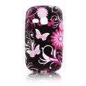 CUSTODIA GEL TPU SILICONE per SAMSUNG S6310 GALAXY YOUNG, S6312 FANTASIA FIORI E FARFALLE ROSA SU SFONDO NERO