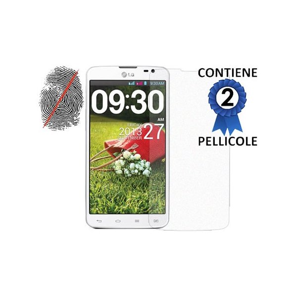 PELLICOLA PROTEGGI DISPLAY ANTI IMPRONTA per LG G PRO LITE DUAL D686 CONFEZIONE 2 PEZZI