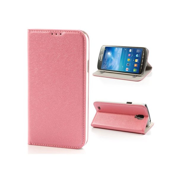 CUSTODIA FLIP ORIZZONTALE PELLE per SAMSUNG I9295 GALAXY S4 ACTIVE CON STAND E CHIUSURA A VENTOSA COLORE ROSA