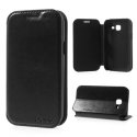 CUSTODIA FLIP ORIZZONTALE PELLE per SAMSUNG S7570 GALAXY TREND II, S7572 GALAXY TREND II DUOS CON STAND COLORE NERO