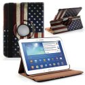 CUSTODIA BOOK PELLE GIREVOLE per SAMSUNG P5200 GALAXY TAB 3 10.1, P5210, 10.1" POLLICI FANTASIA BANDIERA USA ANTICATA