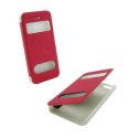 CUSTODIA FLIP ORIZZONTALE per APPLE IPHONE 5c CON DOPPIA FINESTRA IDENTIFICATIVO CHIAMANTE COLORE ROSSO