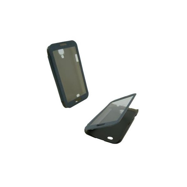 CUSTODIA FLIP ORIZZONTALE TOUCH SCREEN per SAMSUNG I9500 GALAXY S4, I9505, I9502 CON FINESTRA GRANDE COLORE NERO