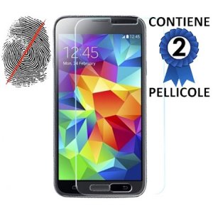 PELLICOLA PROTEGGI DISPLAY ANTI IMPRONTA per SAMSUNG G900F GALAXY S5, GALAXY S5 NEO G903F, GALAXY S5 PLUS CONFEZIONE 2 PEZZI