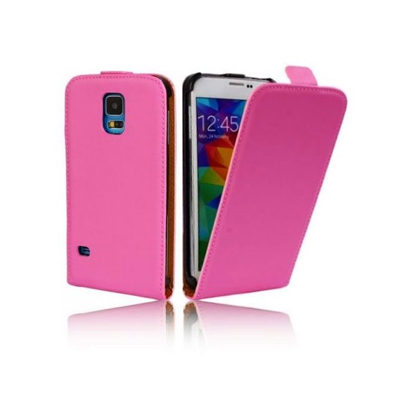 CUSTODIA FLIP VERTICALE SLIM SIMILPELLE per SAMSUNG G900F GALAXY S5, GALAXY S5 NEO G903F, GALAXY S5 PLUS COLORE ROSA