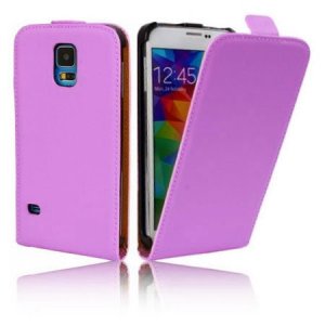 CUSTODIA FLIP VERTICALE SLIM SIMILPELLE per SAMSUNG G900F GALAXY S5, GALAXY S5 NEO G903F, GALAXY S5 PLUS COLORE VIOLA