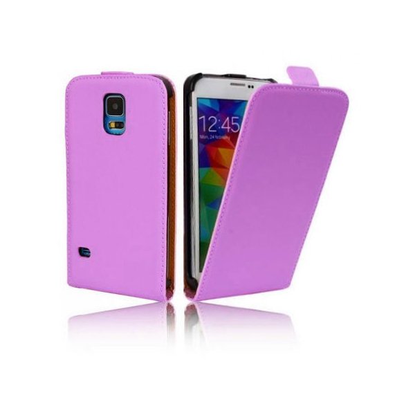 CUSTODIA FLIP VERTICALE SLIM SIMILPELLE per SAMSUNG G900F GALAXY S5, GALAXY S5 NEO G903F, GALAXY S5 PLUS COLORE VIOLA