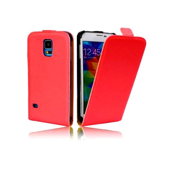 CUSTODIA FLIP VERTICALE SLIM SIMILPELLE per SAMSUNG G900F GALAXY S5, GALAXY S5 NEO G903F, GALAXY S5 PLUS COLORE ROSSO