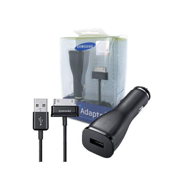 CARICATORE AUTO 2000mAh CON 1 PORTA USB + CAVO CON CONNETTORE 30 PIN NERO ECA-P10CBECSTD ORIGINALE SAMSUNG BLISTER