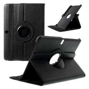 CUSTODIA BOOK PELLE GIREVOLE per SAMSUNG GALAXY TAB PRO 10.1, SM-T520, SM-T525 CON STAND E CHIUSURA AD ELASTICO COLORE NERO