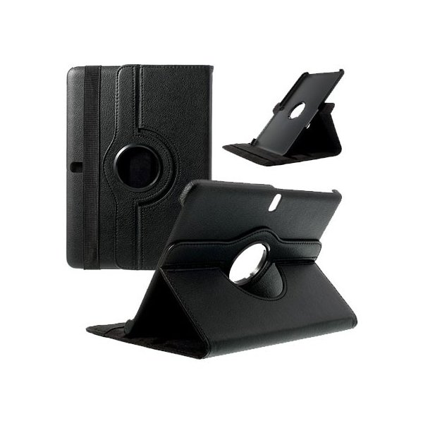 CUSTODIA BOOK PELLE GIREVOLE per SAMSUNG GALAXY TAB PRO 10.1, SM-T520, SM-T525 CON STAND E CHIUSURA AD ELASTICO COLORE NERO