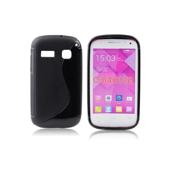 CUSTODIA GEL TPU SILICONE DOUBLE per ALCATEL ONE TOUCH POP C3, POP C2 COLORE NERO