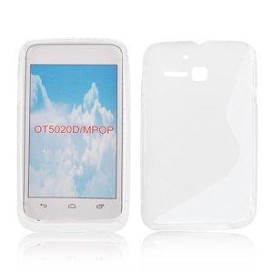 CUSTODIA GEL TPU SILICONE DOUBLE per ALCATEL ONE TOUCH M'POP 5020D COLORE BIANCO - TRASPARENTE