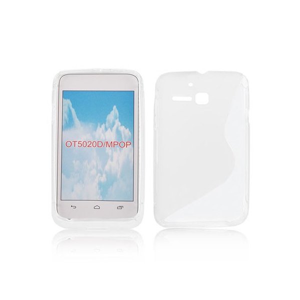 CUSTODIA GEL TPU SILICONE DOUBLE per ALCATEL ONE TOUCH M'POP 5020D COLORE BIANCO - TRASPARENTE