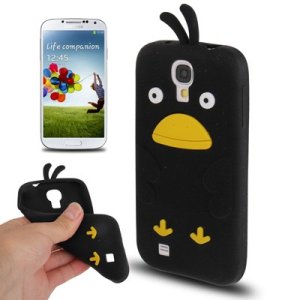 CUSTODIA GEL TPU SILICONE per SAMSUNG I9500 GALAXY S4, I9505, I9502 FANTASIA UCCELLO COLORE NERO