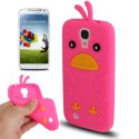 CUSTODIA GEL TPU SILICONE per SAMSUNG I9500 GALAXY S4, I9505, I9502 FANTASIA UCCELLO COLORE ROSA