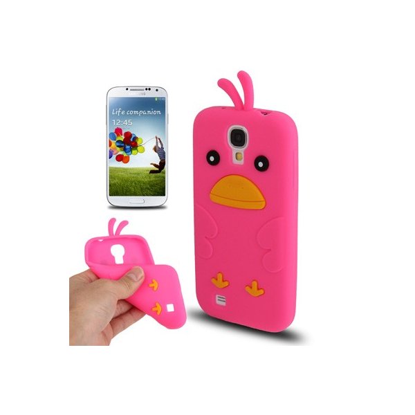 CUSTODIA GEL TPU SILICONE per SAMSUNG I9500 GALAXY S4, I9505, I9502 FANTASIA UCCELLO COLORE ROSA