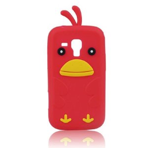 CUSTODIA GEL TPU SILICONE per SAMSUNG S7562 GALAXY S DUOS, S7560 GALAXY TREND, S7580 FANTASIA UCCELLO COLORE ROSSO