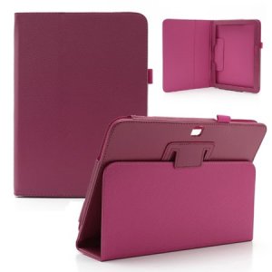 CUSTODIA BOOK PELLE per SAMSUNG P5200 GALAXY TAB 3 10.1, P5210 10.1" POLLICI CON STAND E PORTA PENNA COLORE AMARANTO