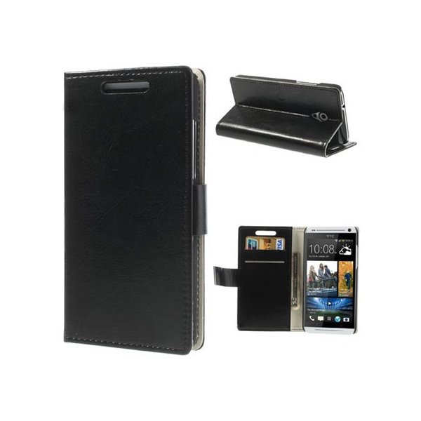 CUSTODIA FLIP ORIZZONTALE BOOK SLIM per HTC DESIRE 700 CON STAND E TASCHE PORTA CARTE COLORE NERO