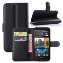 CUSTODIA FLIP ORIZZONTALE PELLE per HTC DESIRE 601, ZARA CON STAND E TASCHE PORTA CARTE COLORE NERO