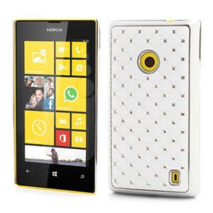 CUSTODIA BACK RIGIDA CON BRILLANTINI per NOKIA LUMIA 520, LUMIA 525 COLORE BIANCO