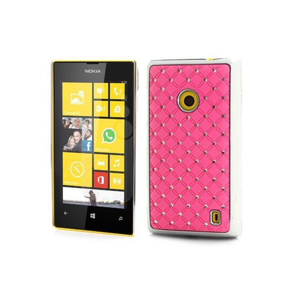 CUSTODIA BACK RIGIDA CON BRILLANTINI per NOKIA LUMIA 520, LUMIA 525 COLORE ROSA