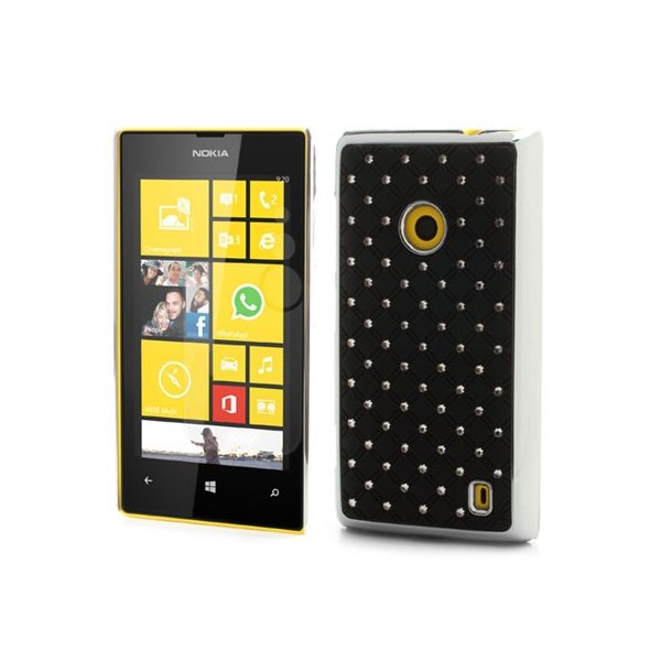 CUSTODIA BACK RIGIDA CON BRILLANTINI per NOKIA LUMIA 520, LUMIA 525 COLORE NERO