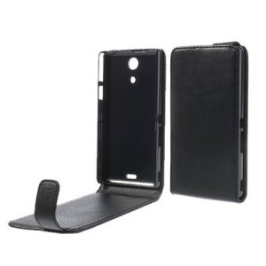 CUSTODIA FLIP VERTICALE PELLE per SONY XPERIA ZR, M36H, C5502, C5503, LTE, HSPA+ COLORE NERO