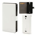 CUSTODIA FLIP ORIZZONTALE PELLE per SONY XPERIA V LT25I CON STAND E TASCHE PORTA CARTE COLORE BIANCO