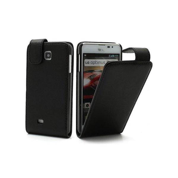 CUSTODIA FLIP VERTICALE PELLE per LG OPTIMUS F5, P875 COLORE NERO