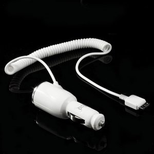 CARICATORE AUTO 2000mAh CON CONNETTORE MICRO USB 3.0 - CAVO A SPIRALE COLORE BIANCO (CA07.NOTE3.01.BI)